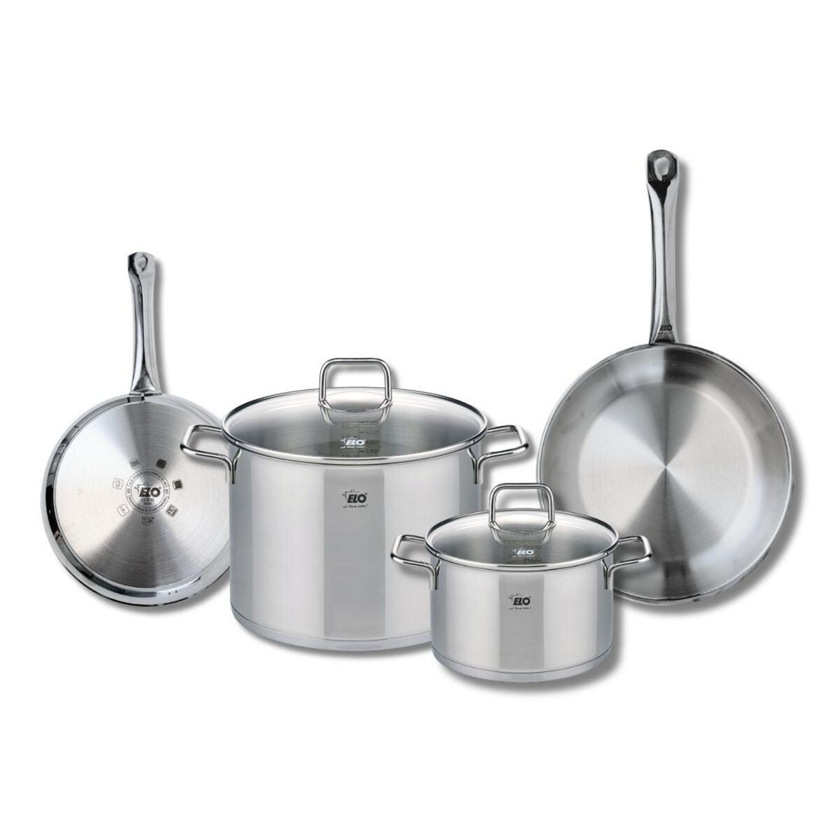 ELO Set de 2 Poêles de cuisson 24 et 28 cm et 2 faitouts 20 et 26 cm Elo Profi Citrin