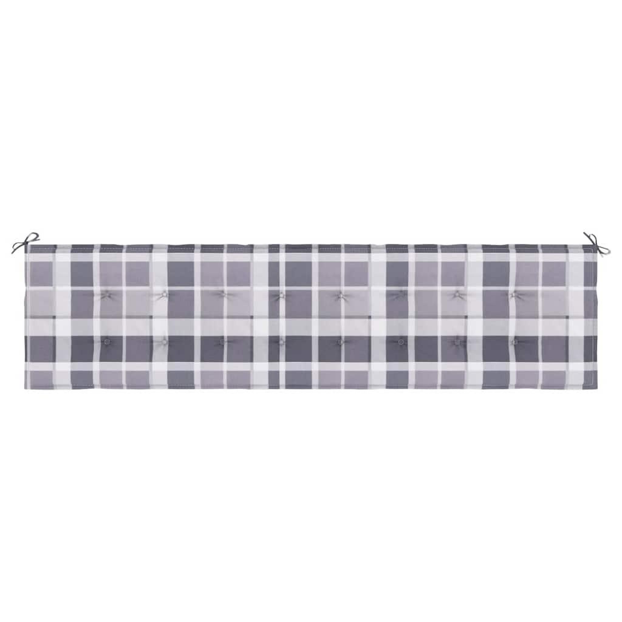Voir la diapositive 4 : VIDAXL Coussin de banc de jardin motif a carreaux gris 200x50x3 cm