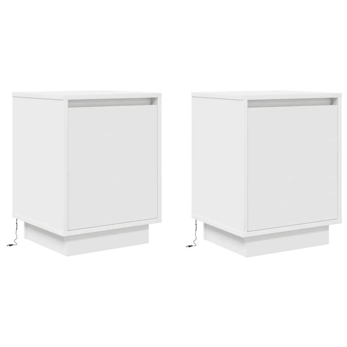 VIDAXL Tables de chevet avec lumieres LED 2 pcs blanc 38x34x50 cm