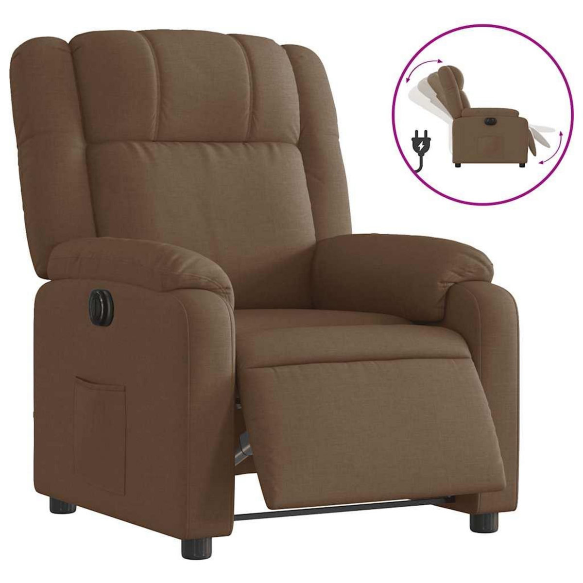 VIDAXL Fauteuil inclinable electrique Marron Tissu