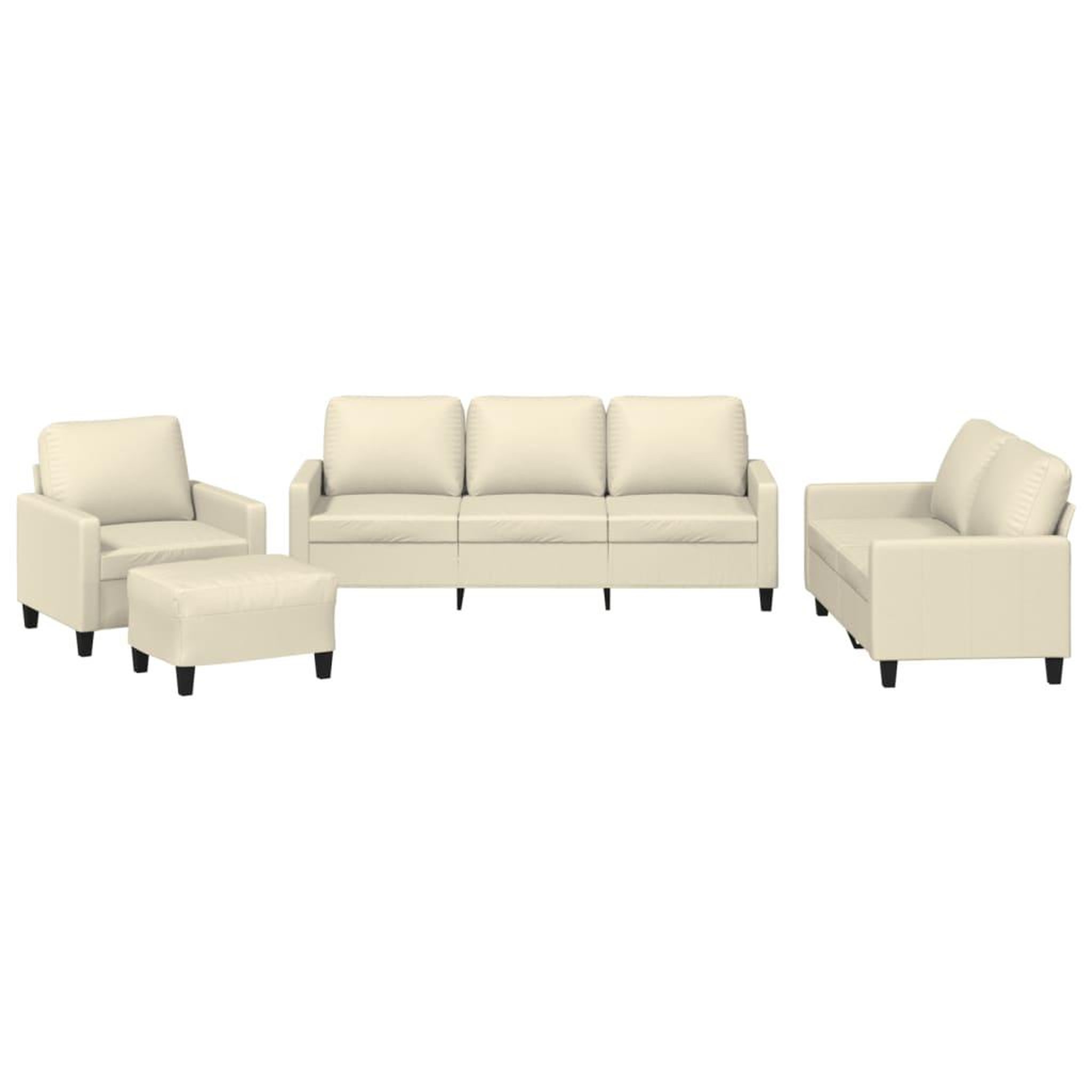 Voir la diapositive 2 : VIDAXL Ensemble de canapes 4 pcs avec coussins Creme Similicuir