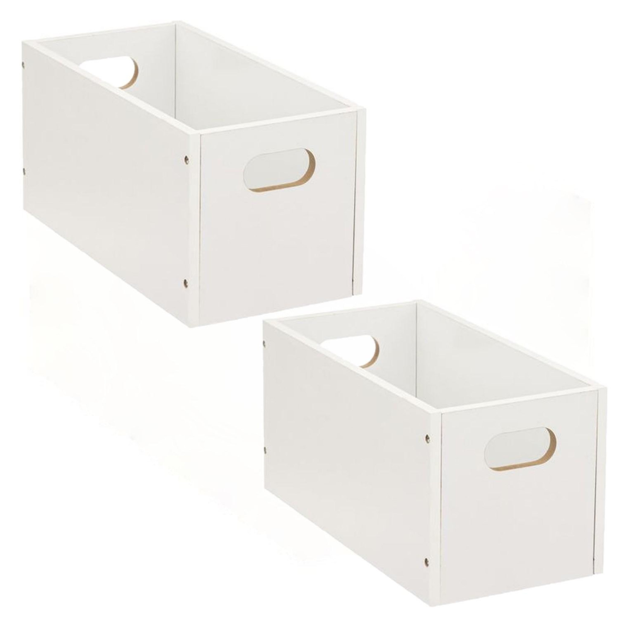 TOILINUX Lot de 2 Boîtes de rangement rectangulaire en MDF. Coloris disponibles : Blanc, Beige, Gris