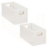 TOILINUX Lot de 2 Boîtes de rangement rectangulaire en MDF. Coloris disponibles : Beige, Gris, Blanc