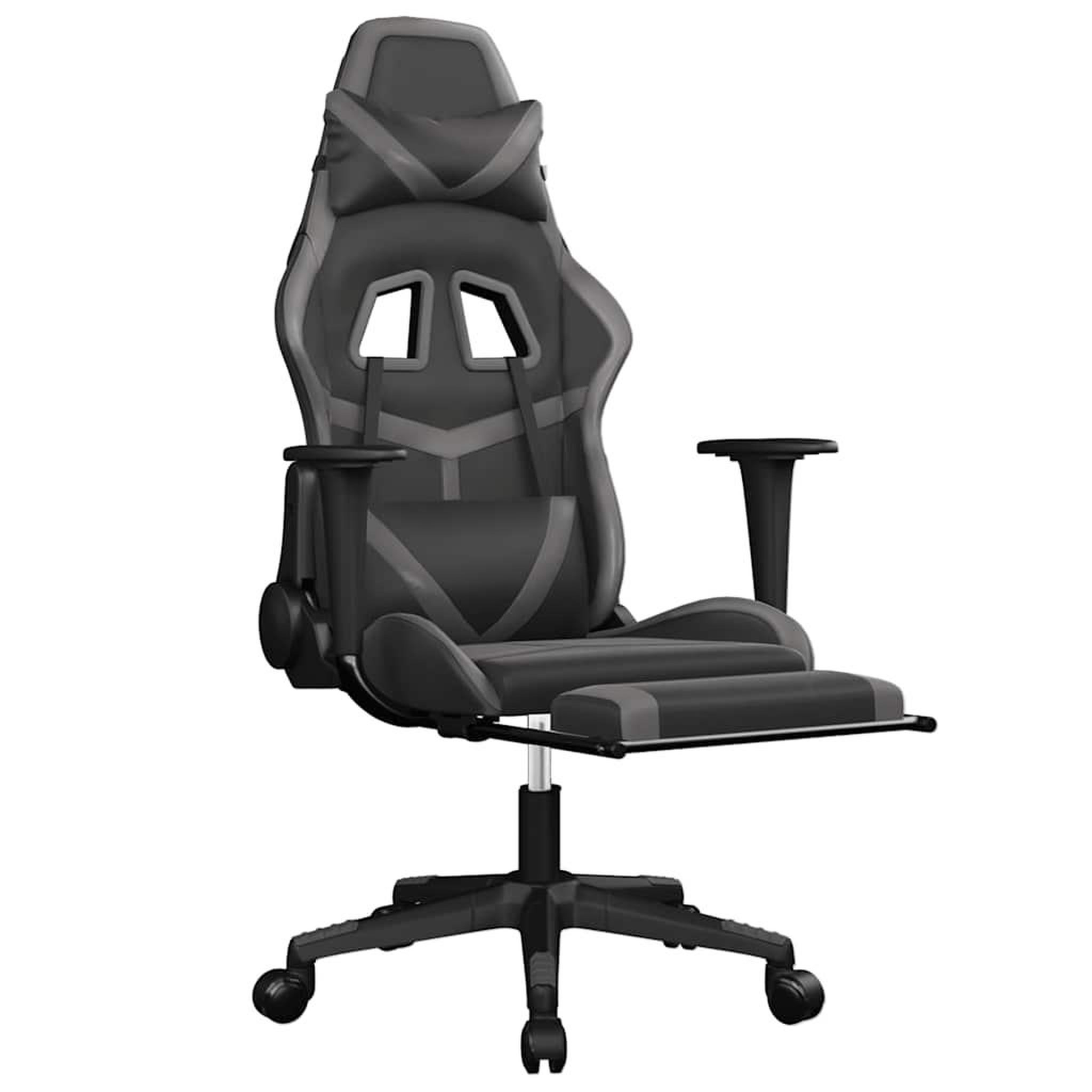 Voir la diapositive 3 : VIDAXL Chaise de jeu de massage avec repose-pied Noir&Gris Similicuir