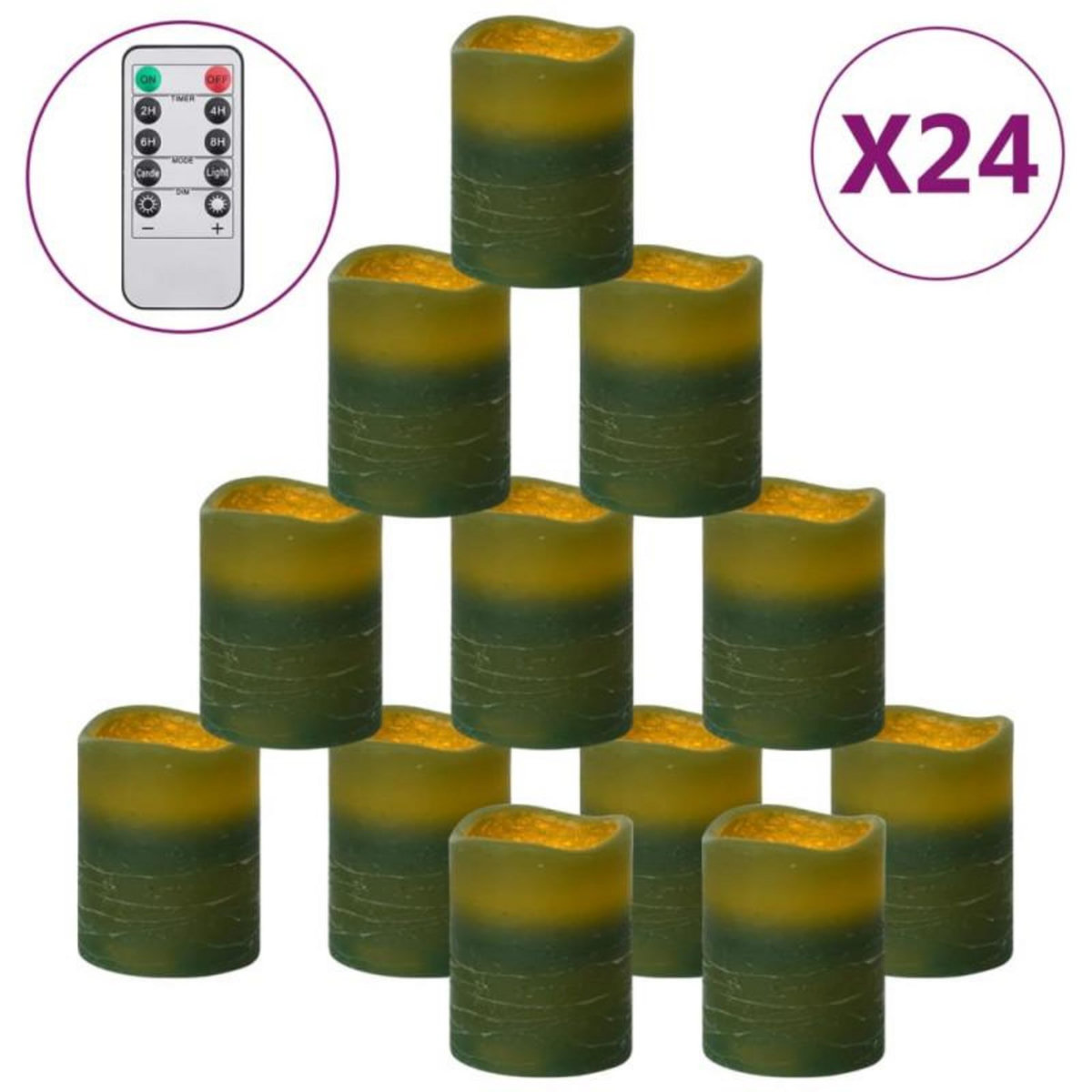 VIDAXL Bougies à LED sans flamme 24 pcs avec télécommande Blanc chaud
