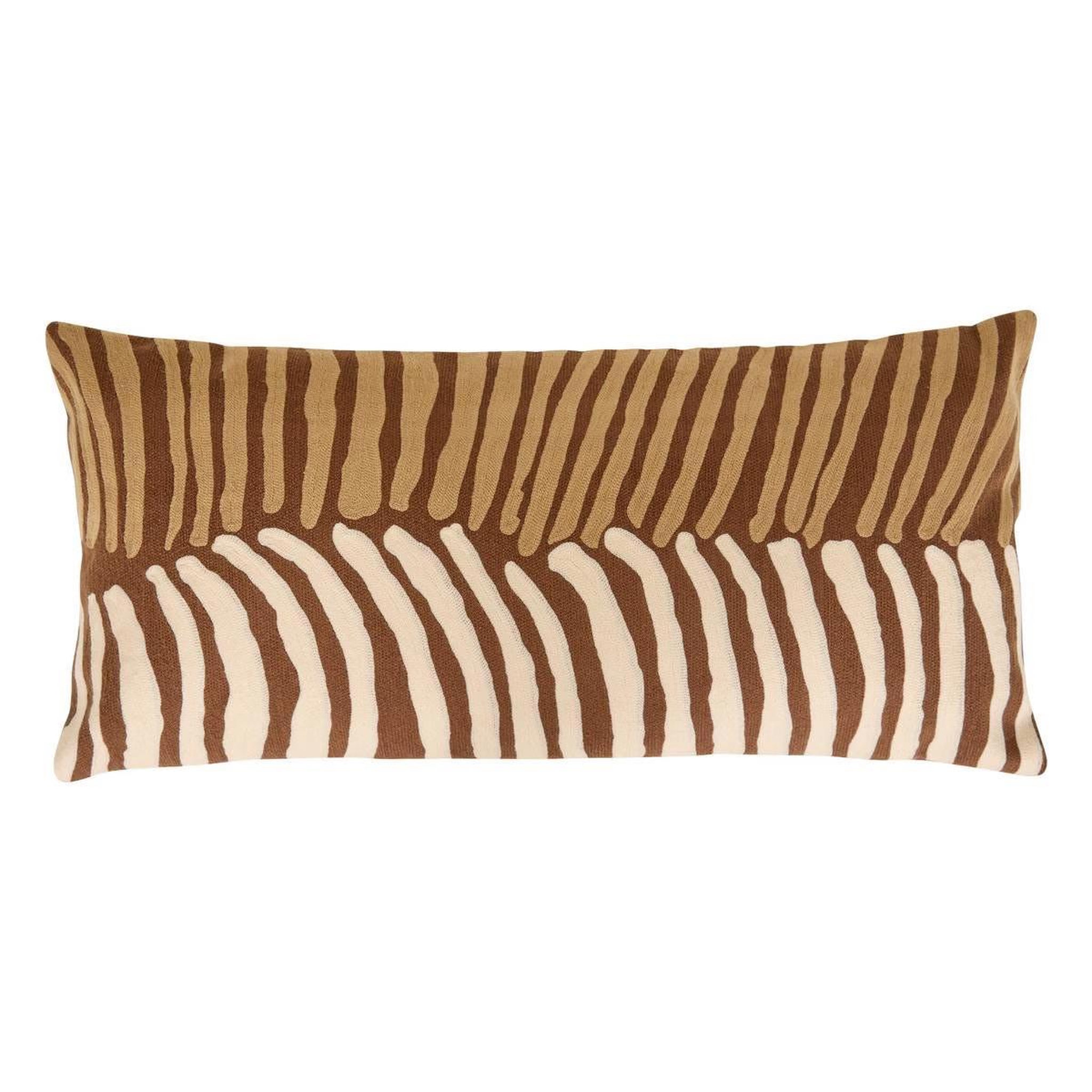 ATMOSPHERA Coussin déco brodé  hary  35x75cm marron