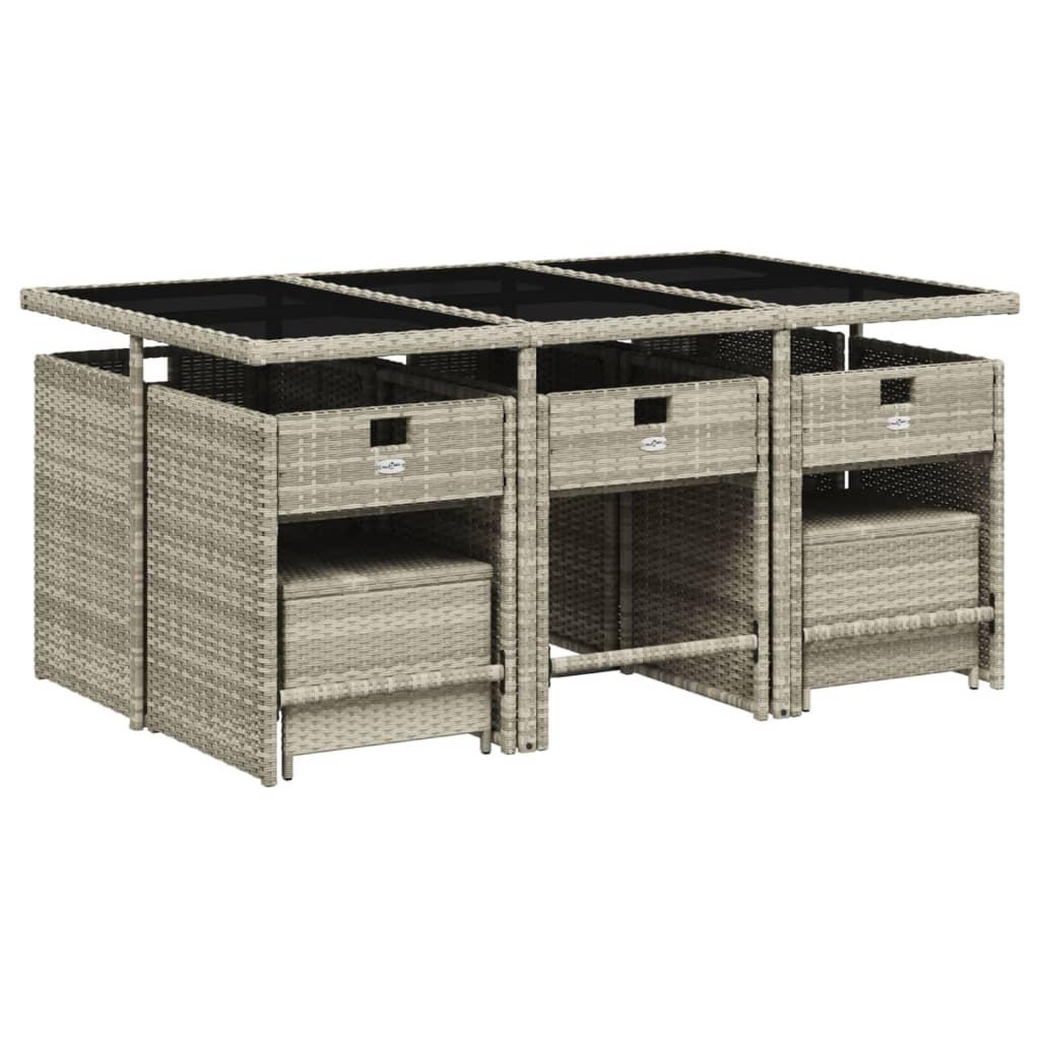 Voir la diapositive 3 : VIDAXL Ensemble a manger de jardin 11pcs avec coussins gris poly rotin