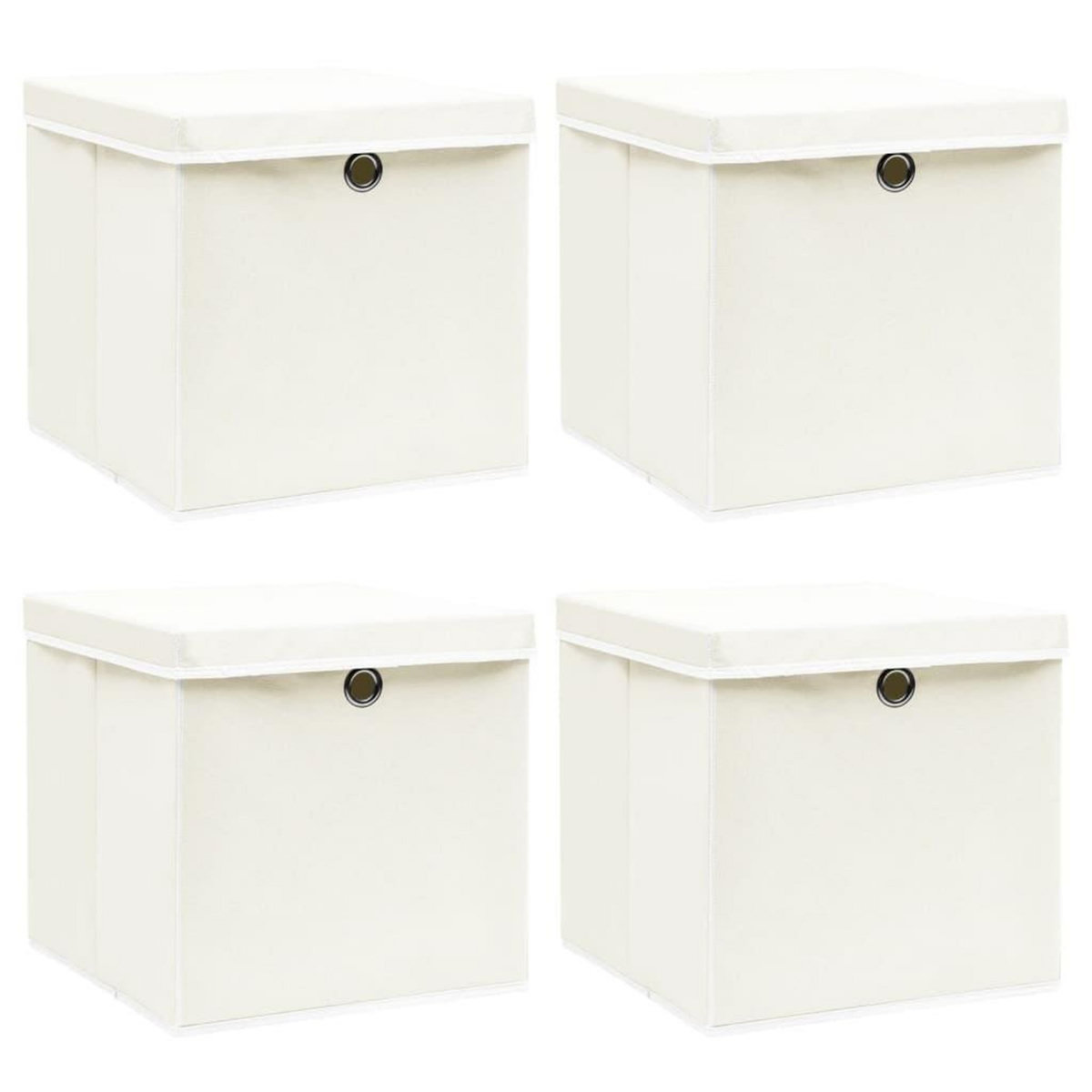 VIDAXL Boîtes de rangement avec couvercles 4pcs Blanc 32x32x32cm Tissu