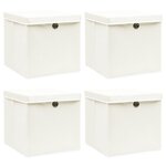 VIDAXL Boîtes de rangement avec couvercles 4pcs Blanc 32x32x32cm Tissu