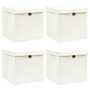 Voir la diapositive 1 : VIDAXL Boîtes de rangement avec couvercles 4pcs Blanc 32x32x32cm Tissu