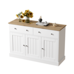 MERAX Buffet 3 porte(s) 2 tiroir(s) - 120 cm blanc panneau de particules