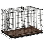 PAWHUT Cage de transport pliante pour chien poignée, plateau amovible, coussin fourni 76 x 53 x 57 cm noir