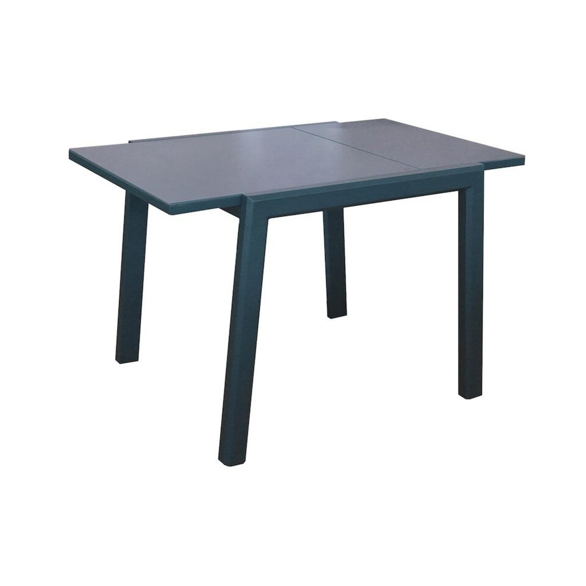 Proloisirs Table extensible - ELISE - Aluminium époxy graphite - Plateau verre trempé gris - 90/170 x 90 cm