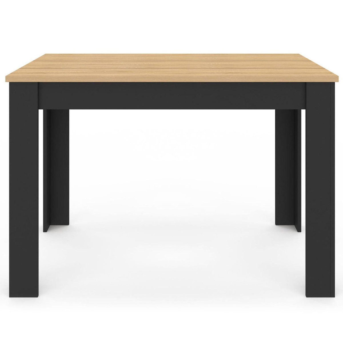 ID MARKET Table à manger rectangle ROZY 4 personnes noire plateau façon hêtre 110 cm