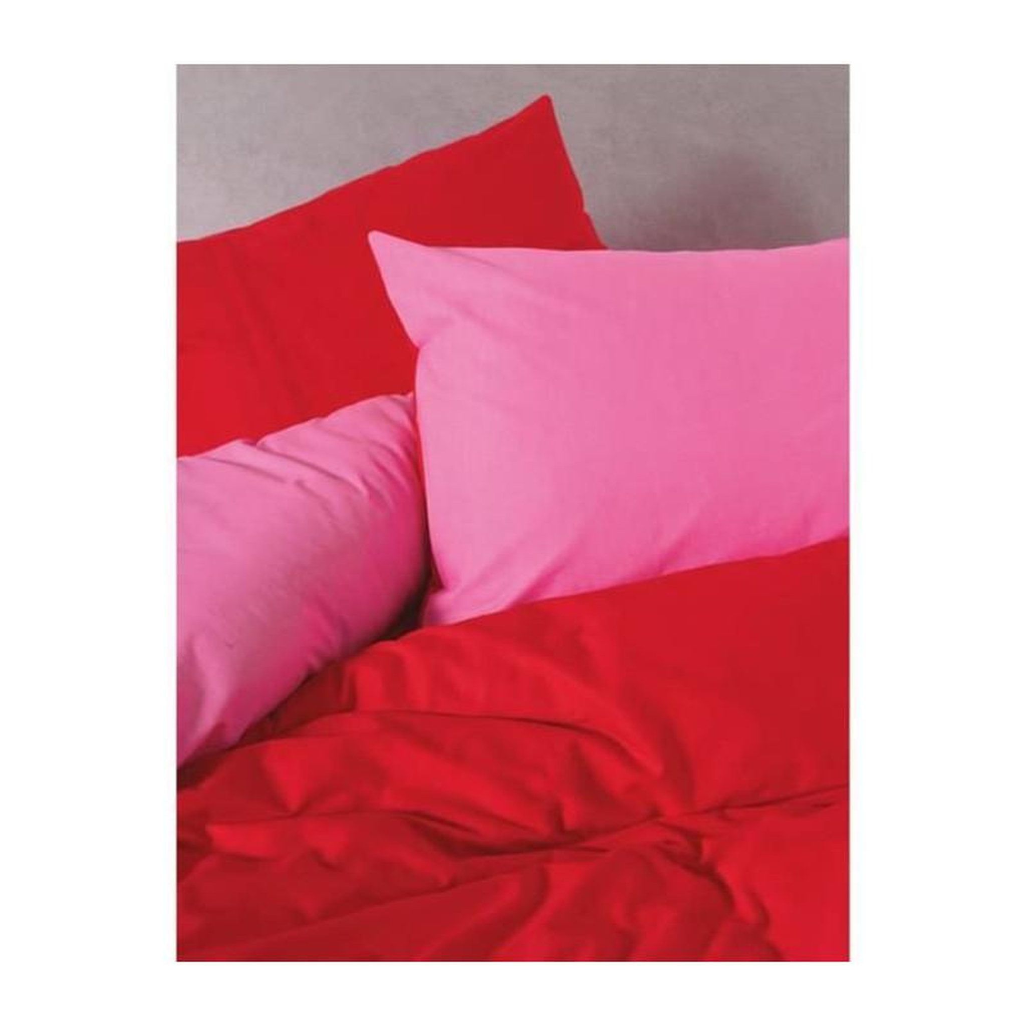 Voir la diapositive 4 : GENERIQUE Parure de lit - 108CZY61205 - 1 housse de couette 220 x 240 cm + 2 taies d'oreiller 60 x 60 cm - 100% coton ranforcé - Rouge
