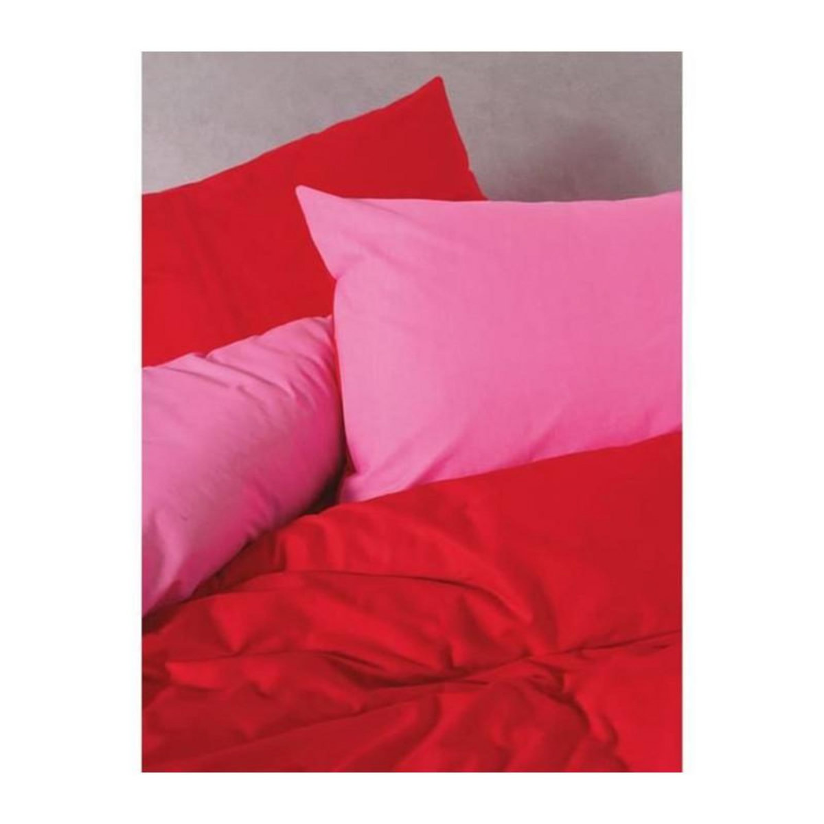 GENERIQUE Parure de lit - 108CZY61205 - 1 housse de couette 220 x 240 cm + 2 taies d'oreiller 60 x 60 cm - 100% coton ranforcé - Rouge