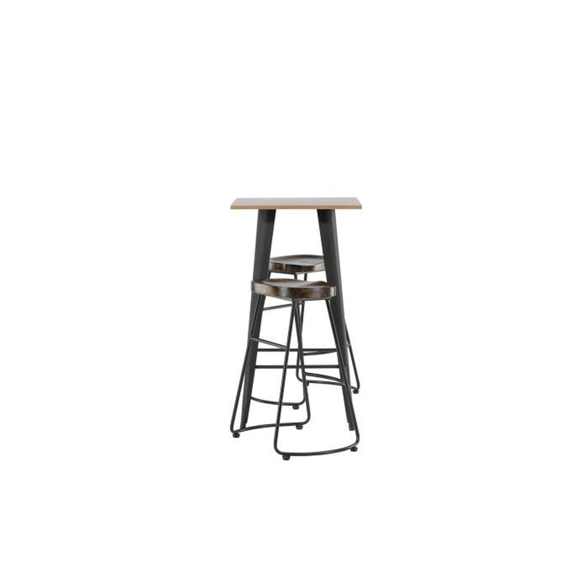 Voir la diapositive 2 : Paris Prix Ensemble Table de Bar & 2 Tabourets  Tempe & Ozark  105cm Noyer & Noir