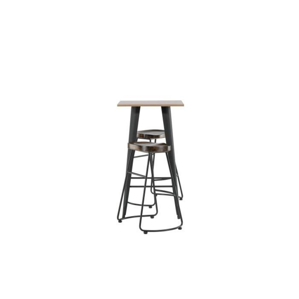 Paris Prix Ensemble Table de Bar & 2 Tabourets  Tempe & Ozark  105cm Noyer & Noir