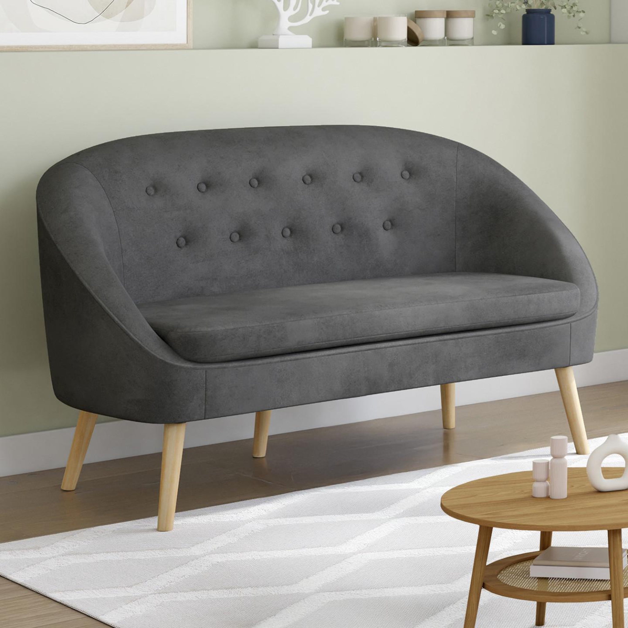 Voir la diapositive 2 : ID MARKET Canapé banquette sonia en velours gris