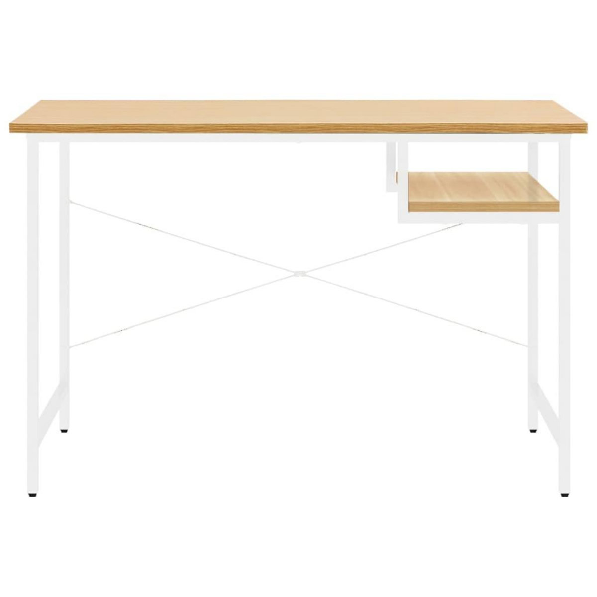 VIDAXL Bureau d'ordinateur Blanc/chene clair 105x55x72 cm MDF et metal