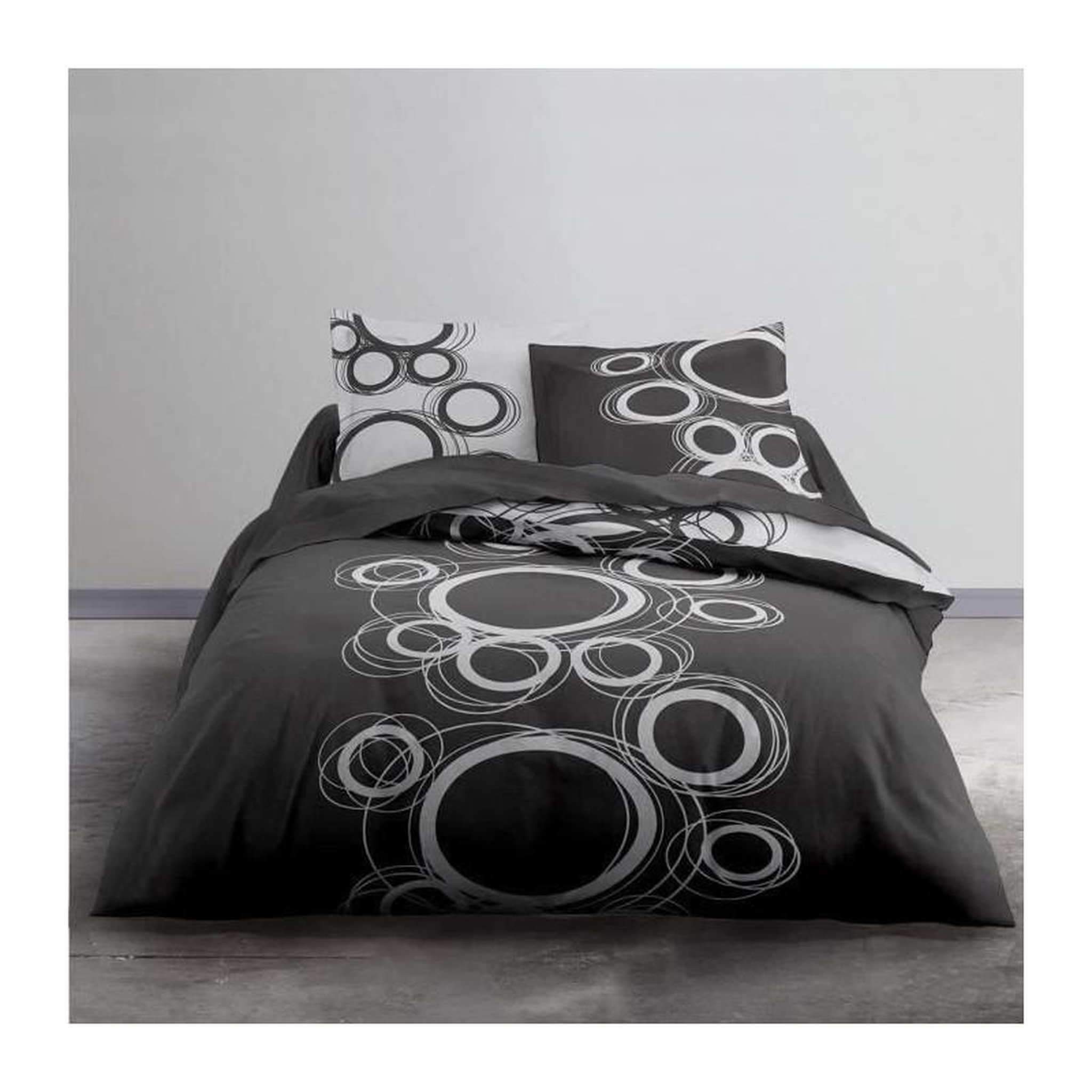 Voir la diapositive 3 : Today TODAY Tom - Parure de lit - Coton - 2 personnes - 240 x 260 cm - Imprime Gris