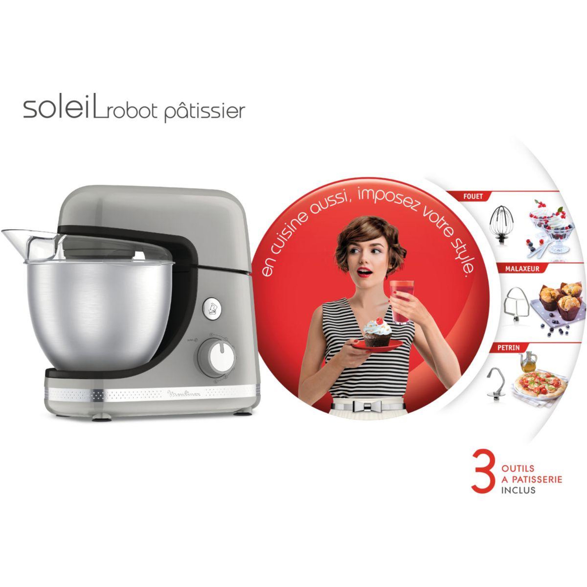Voir la diapositive 2 : MOULINEX Robot pâtissier soleil pepper qa250e10