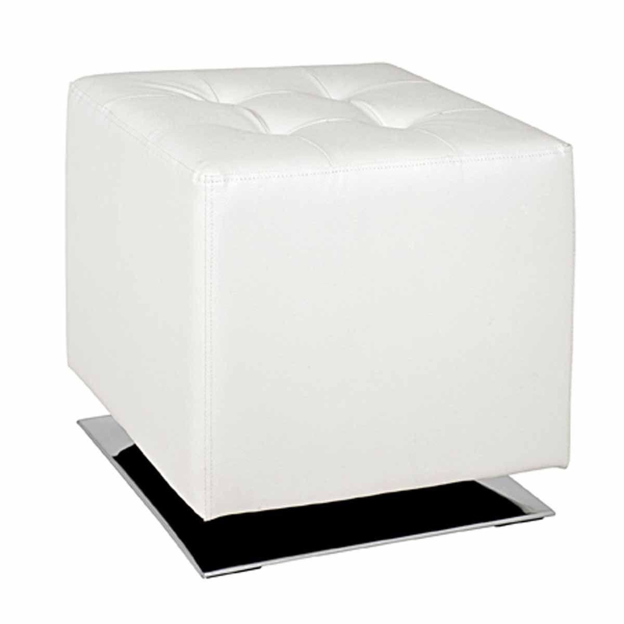 Paris Prix Pouf carré design  hava  42cm blanc
