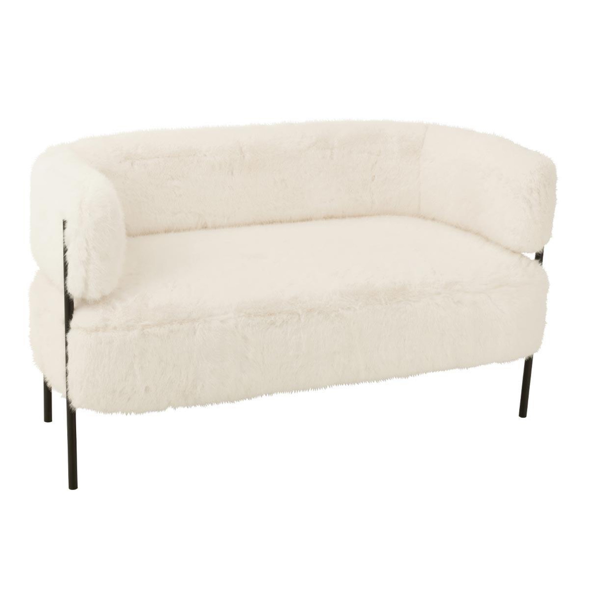 J-LINE Canapé 2 places imitation fourrure  bun  133cm blanc
