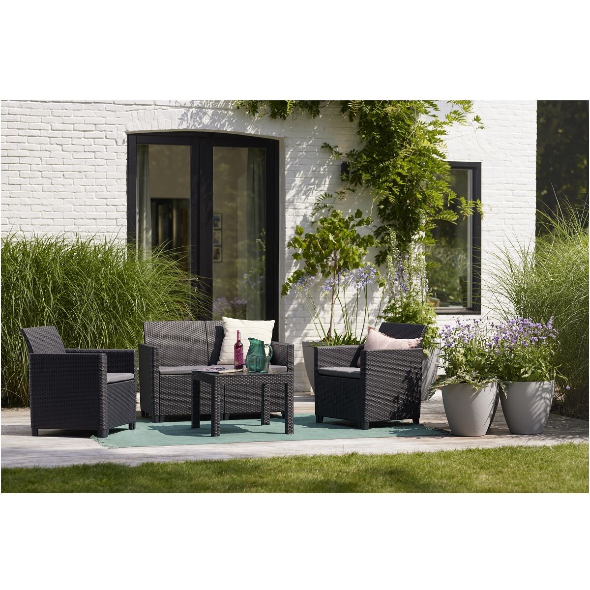 ALLIBERT by KETER Salon bas de jardin 4 personnes gris graphite CLAIRE