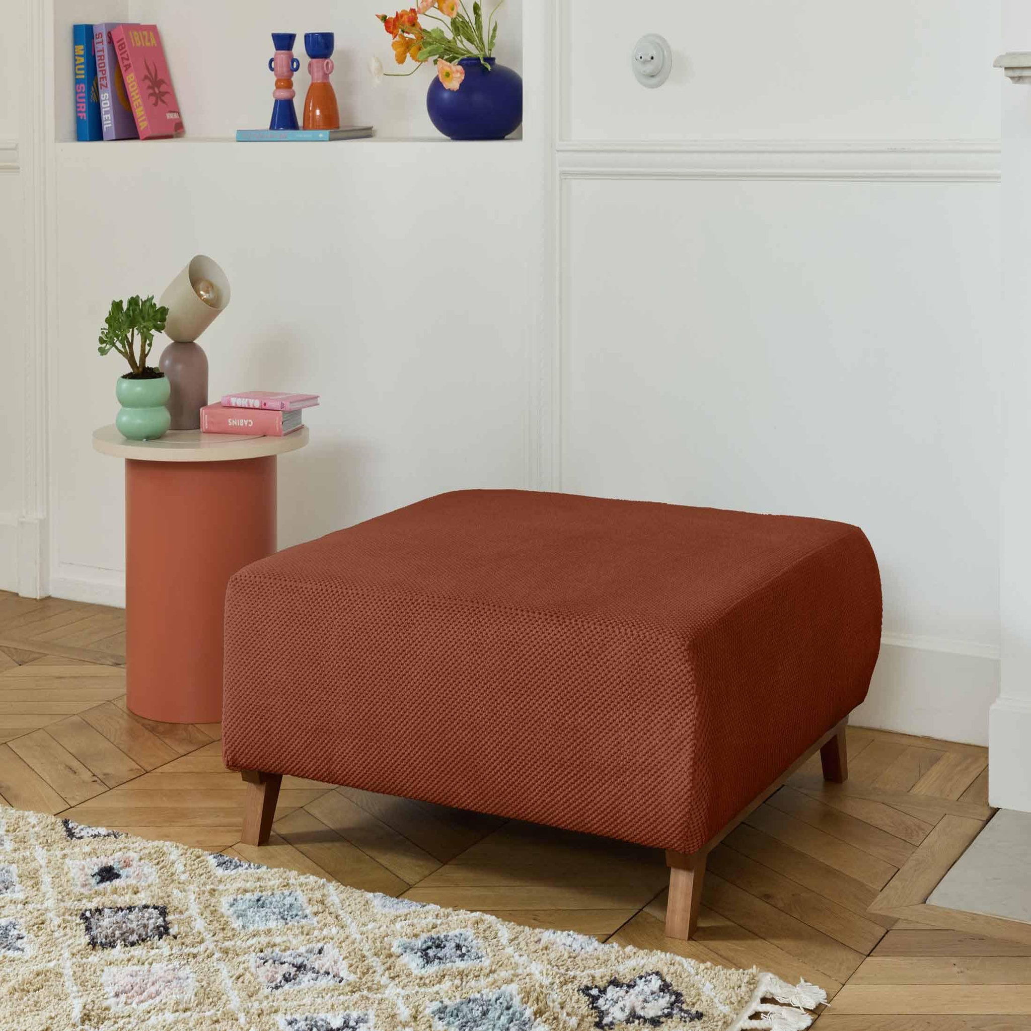 Voir la diapositive 5 : BEST MOBILIER Cristal - pouf modulable - 95 cm - en velours texturé
