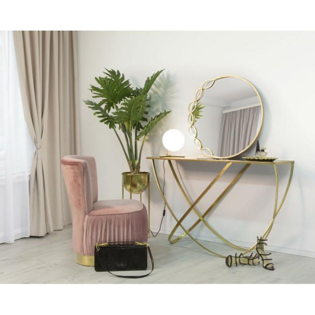 Paris Prix Lampe à Poser Sphère  Glamy  27cm Blanc & Or