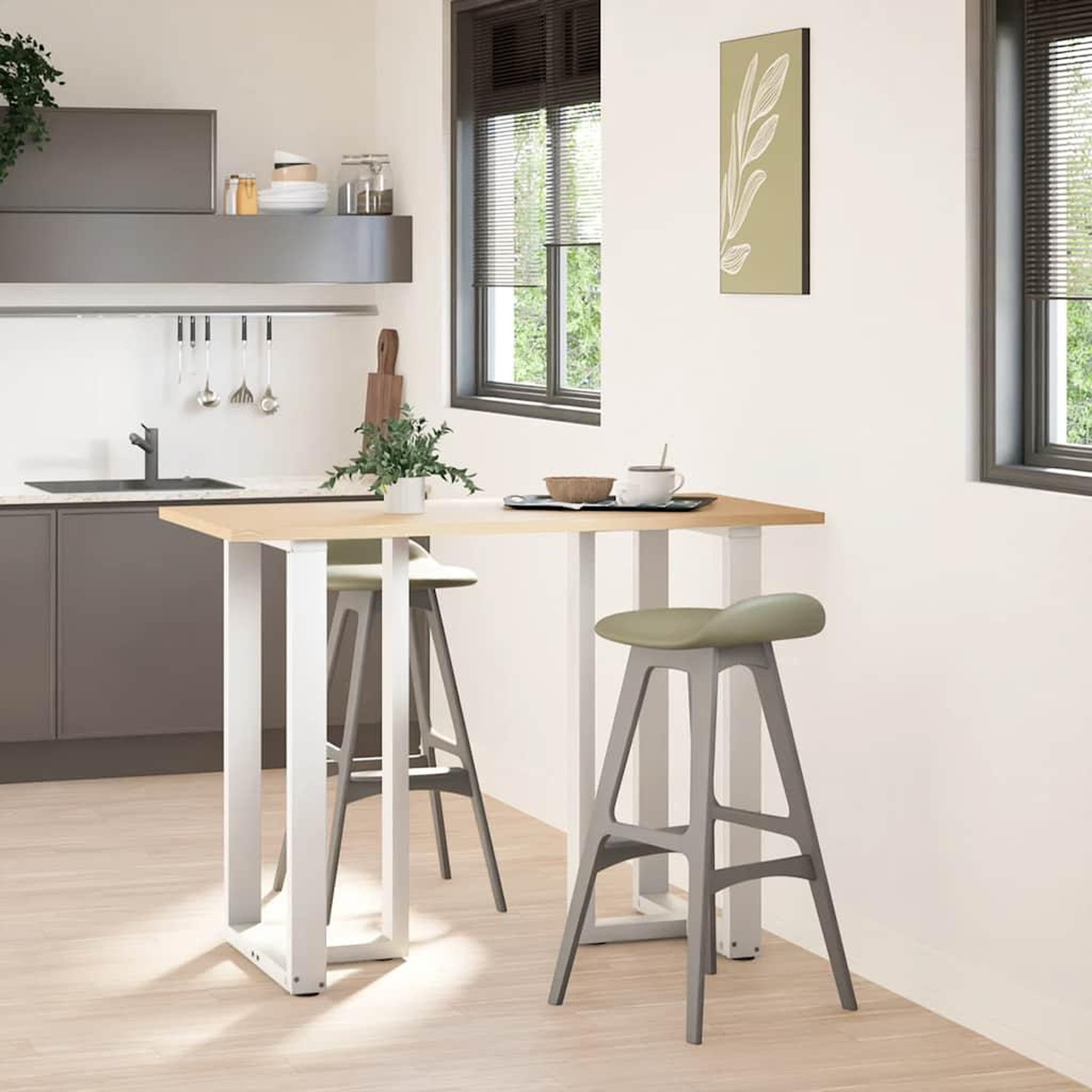 Voir la diapositive 2 : VIDAXL Pieds de table de bar forme de T 2 pcs blanc 60x35x(100-101) cm