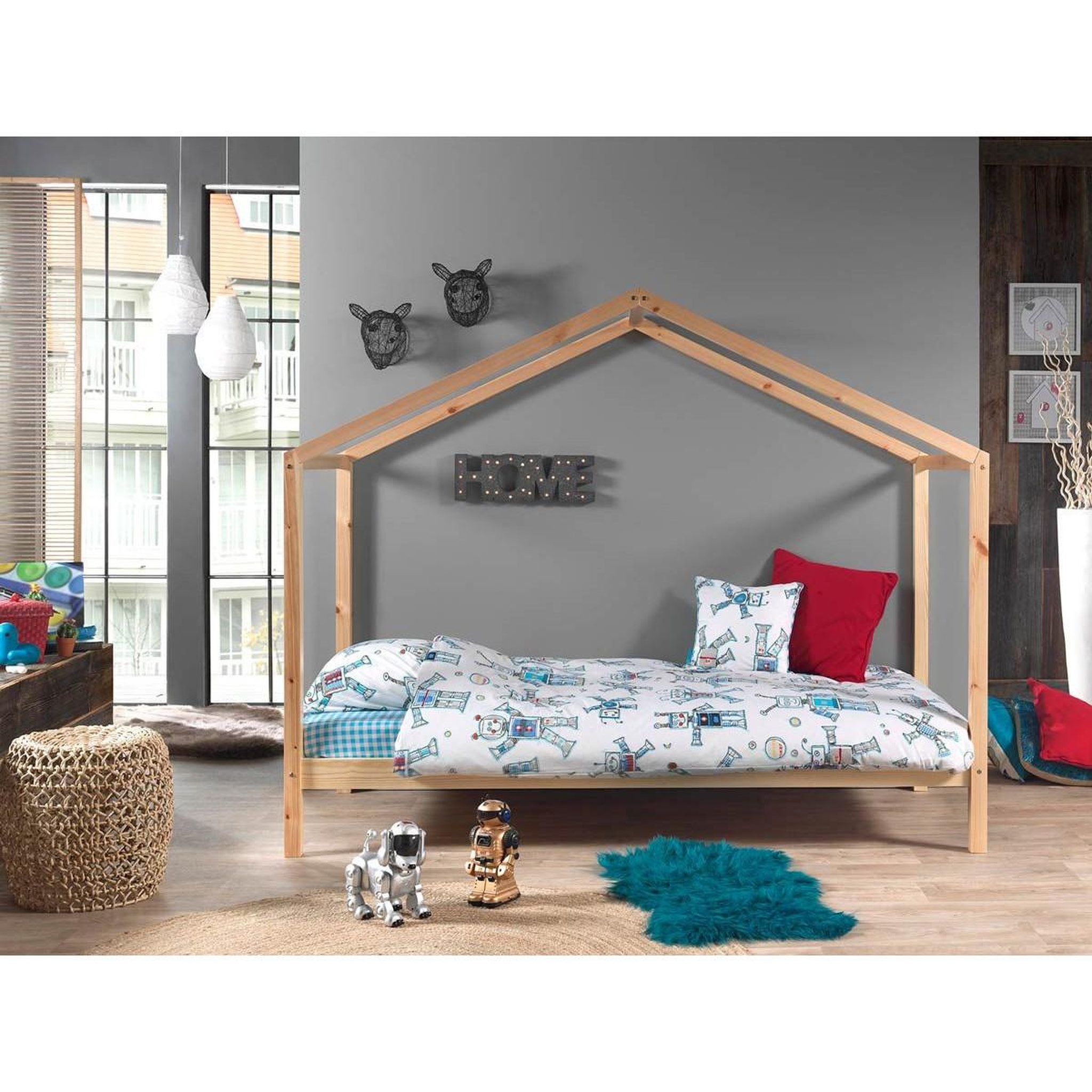 Voir la diapositive 3 : Paris Prix Lit Enfant Cabane  Dallas II  90x200cm Naturel