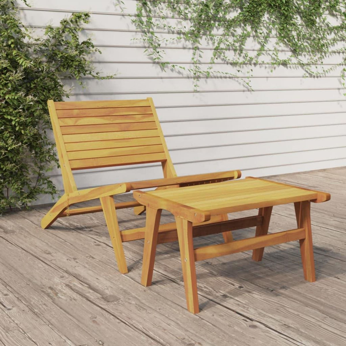 VIDAXL Chaise de jardin avec repose-pieds Bois de teck solide