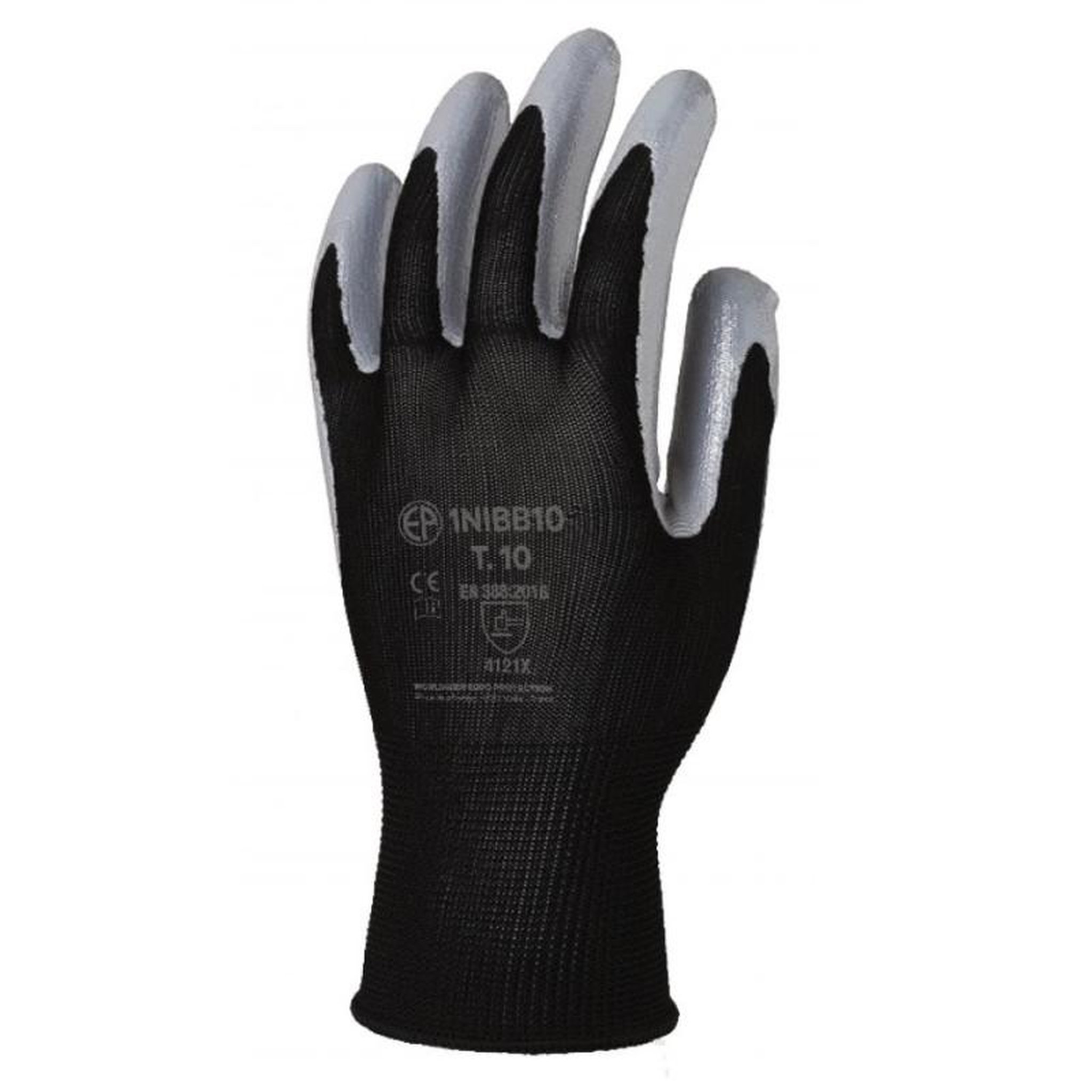 Voir la diapositive 2 : Coverguard Gant tricoté polyester EUROTECHNIQUE enduit nitrile noir gris T7 COVERGUARD 1NIBB07