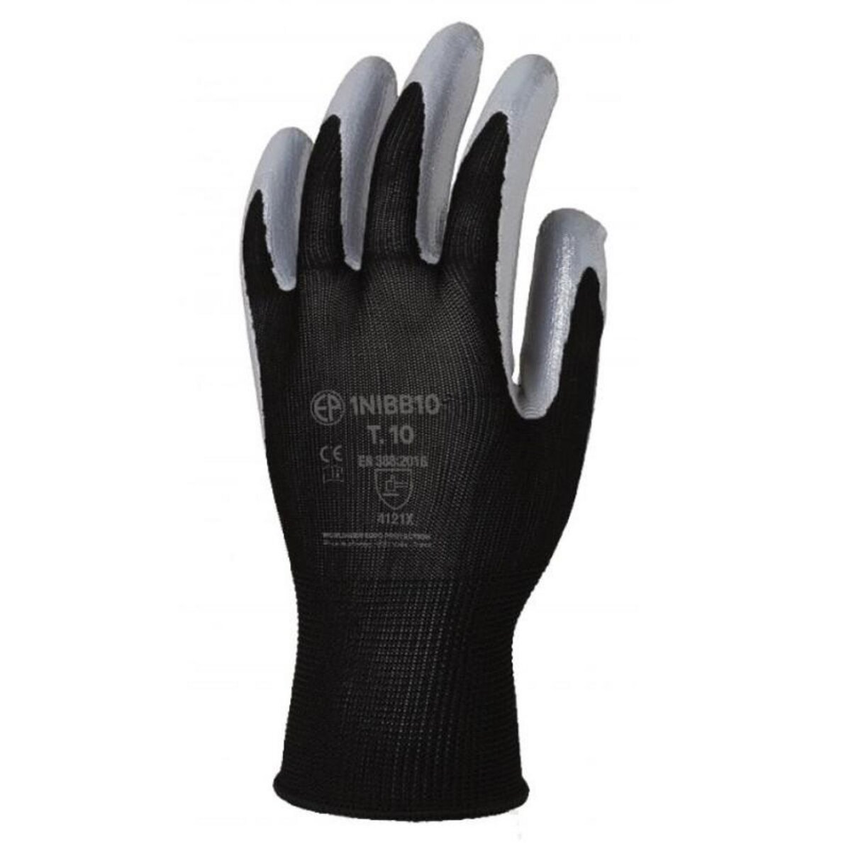 Coverguard Gant tricoté polyester EUROTECHNIQUE enduit nitrile noir gris T7 COVERGUARD 1NIBB07