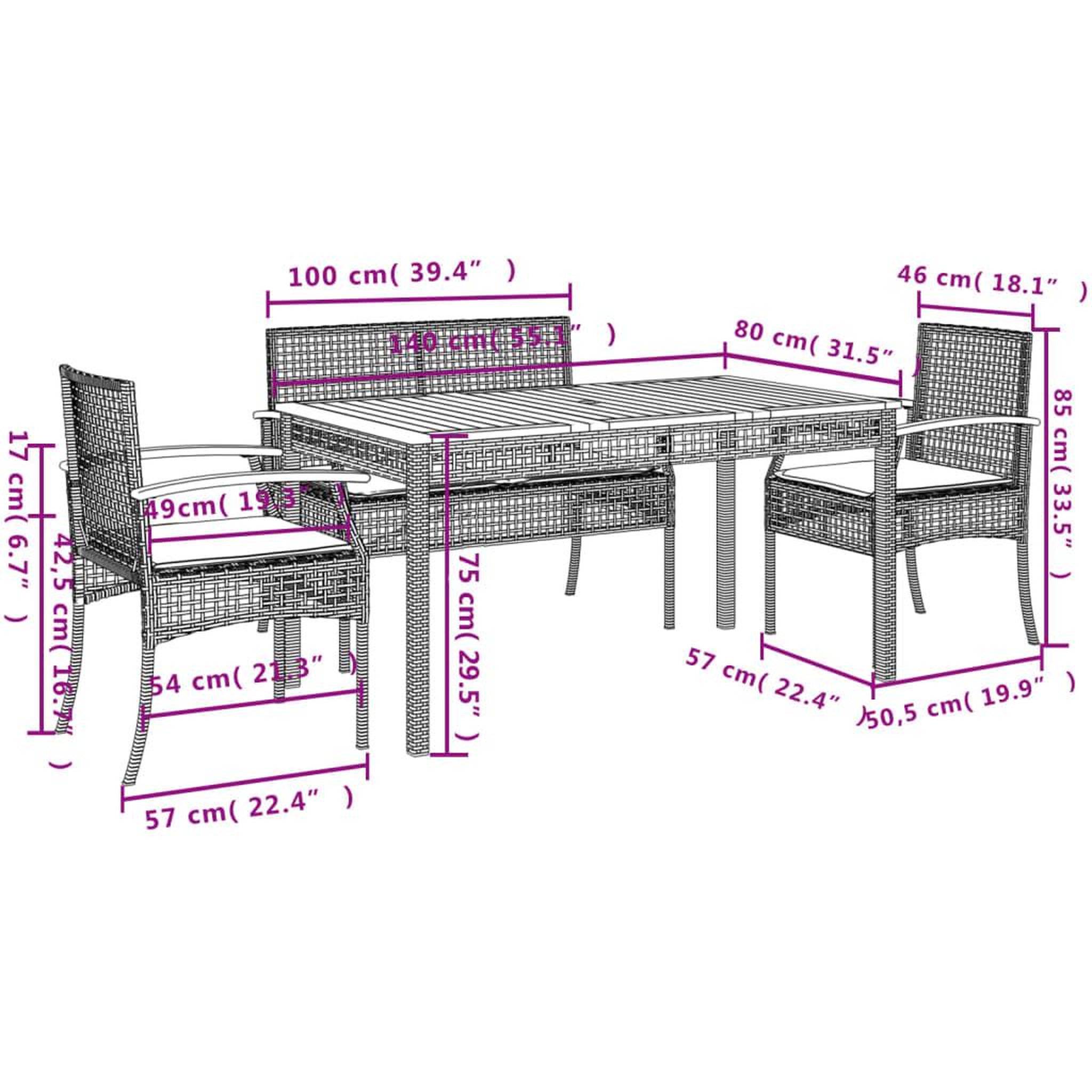Voir la diapositive 6 : VIDAXL Ensemble a manger de jardin coussins 5pcs Noir Resine tressee