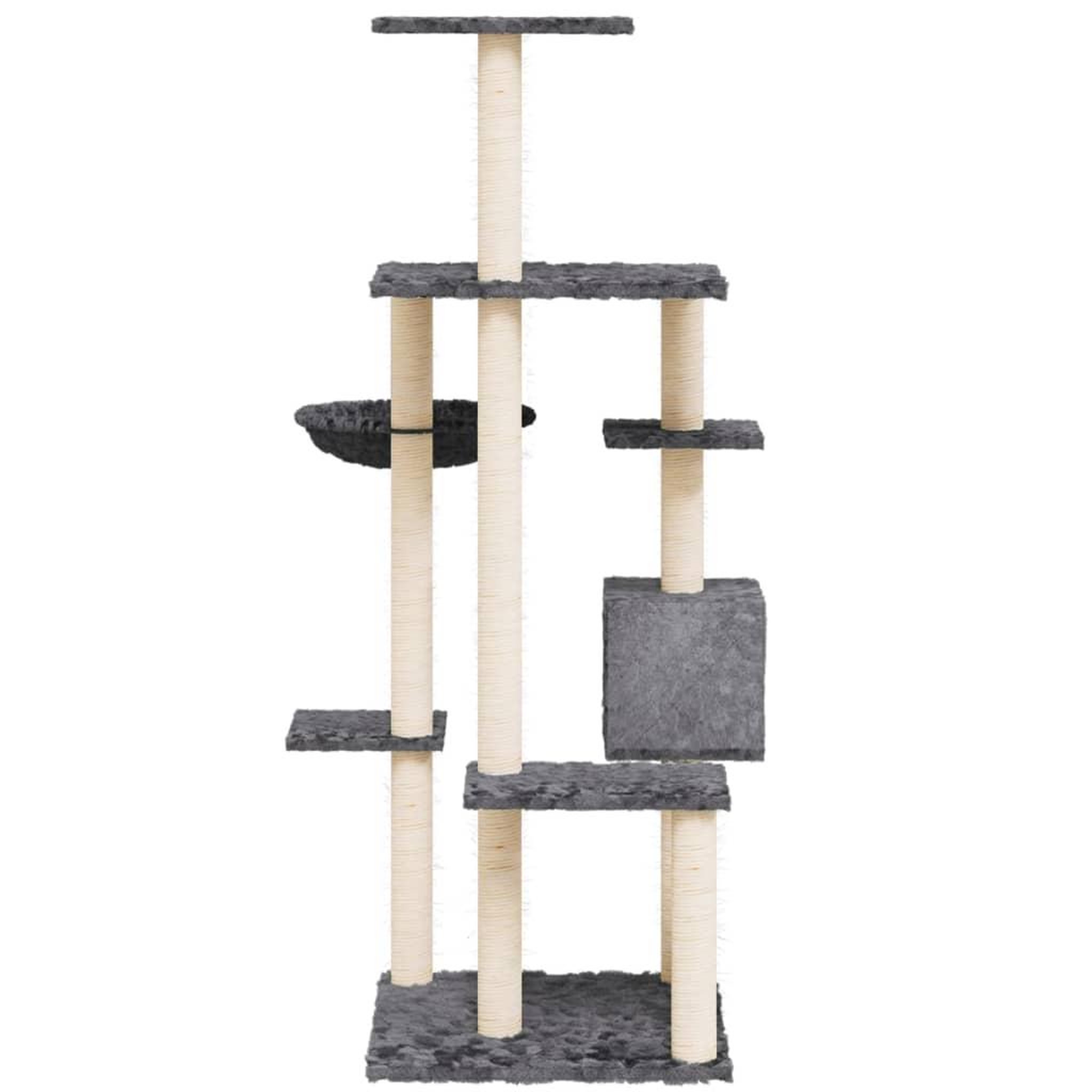 Voir la diapositive 4 : VIDAXL Arbre a chat avec griffoirs en sisal Gris fonce 142 cm