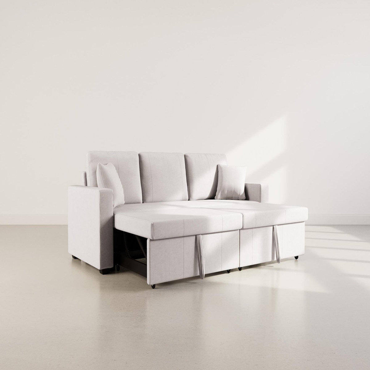 BEST MOBILIER Cyrus - canapé droit 3 places convertible en velours côtelé