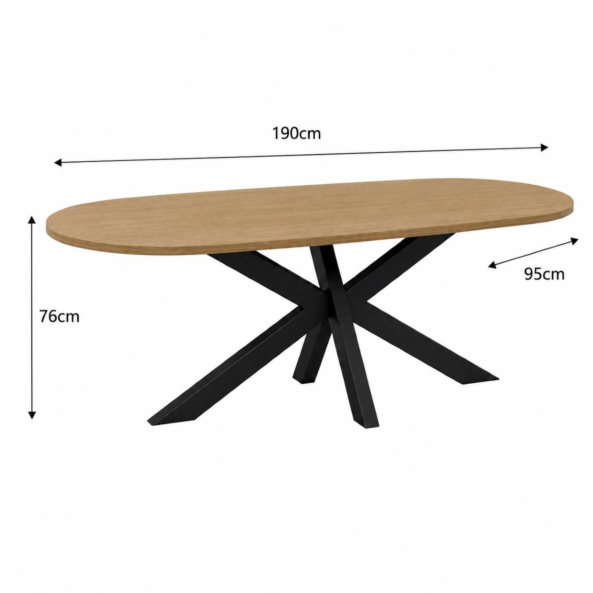 Voir la diapositive 4 : JLC KREATION Table à manger ovale en bois avec pied central 190cm teodora