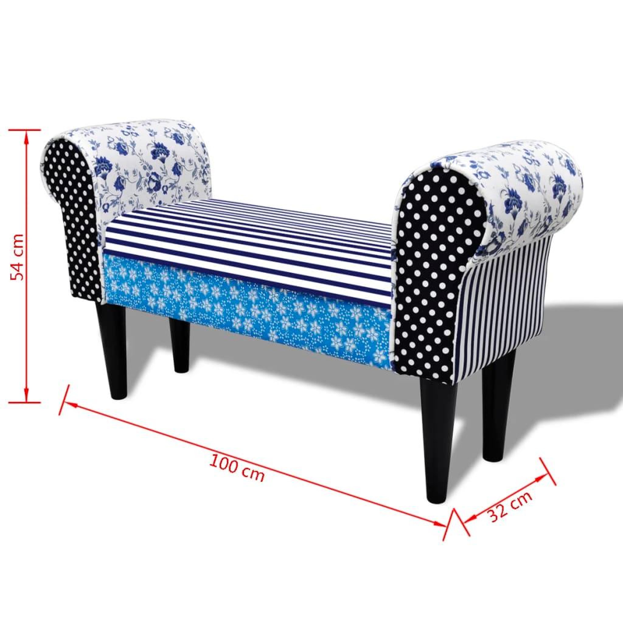 Voir la diapositive 6 : VIDAXL Banc Design avec patchwork Bleu et blanc
