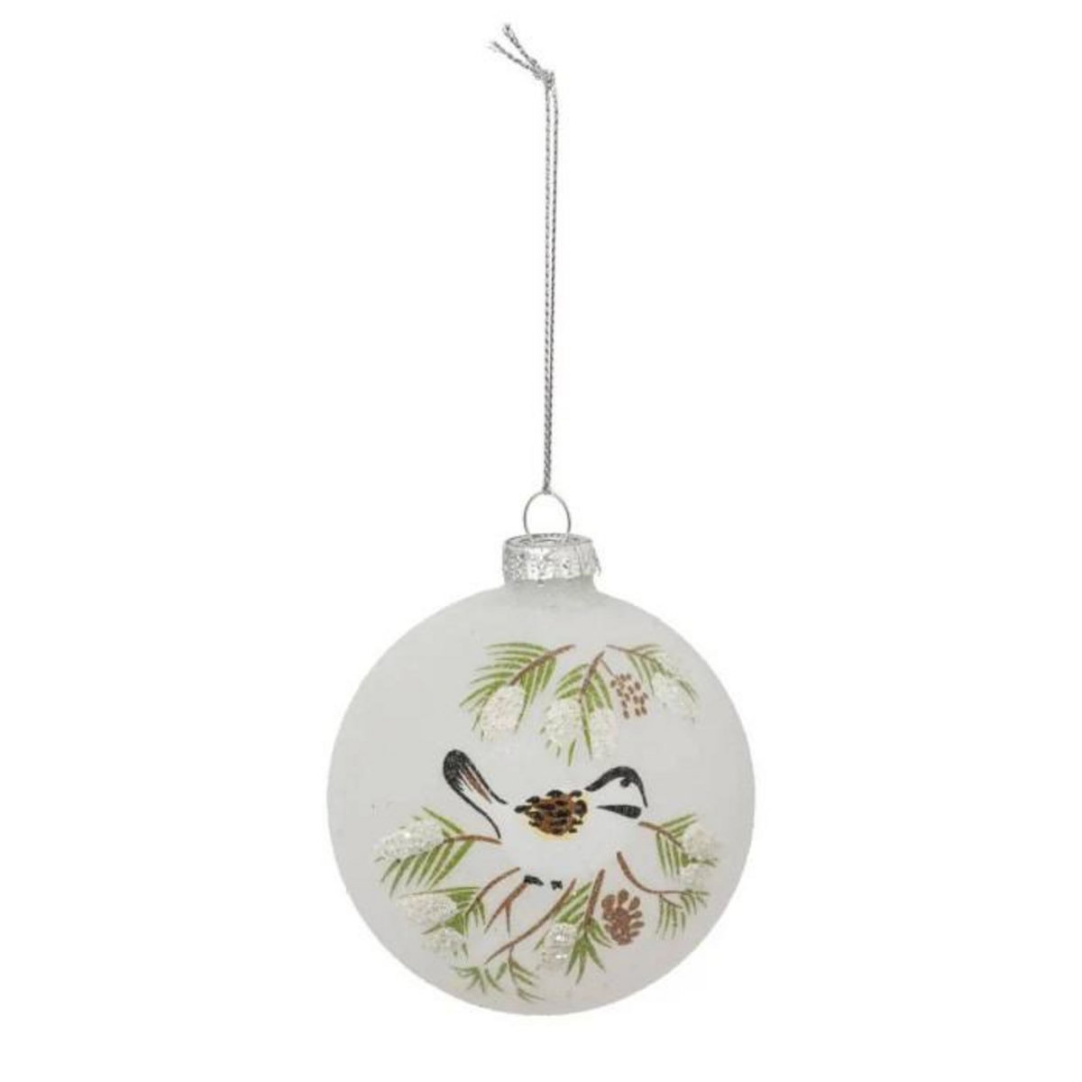 ATMOSPHERA Boule de Noël en Verre  Oiseau  8cm Blanc