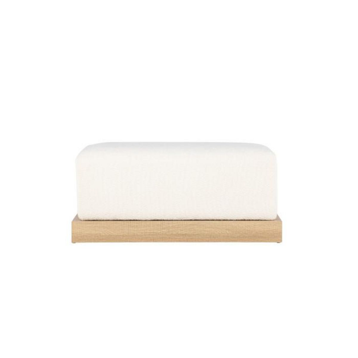 Paris Prix Pouf Design en Tissu Bouclé  Ivy  100cm Blanc & Naturel