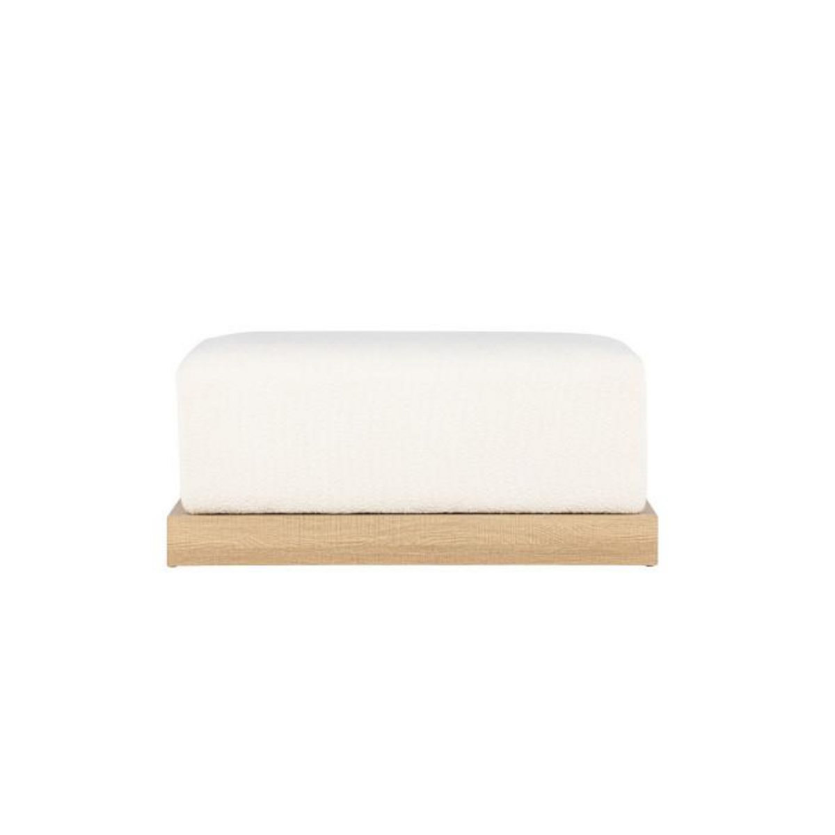 Paris Prix Pouf Design en Tissu Bouclé  Ivy  100cm Blanc & Naturel