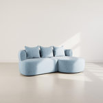 LISA DESIGN Angela - canapé d'angle droit 4 places en velours texturé. Coloris disponibles : Vert, Beige, Gris, Orange, Bleu, Noir