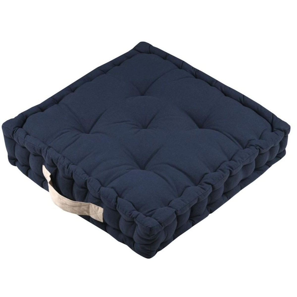STOF Coussin de sol 45x45x10cm marine et lin 100% coton