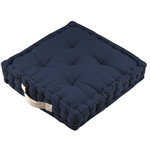 STOF Coussin de sol 45x45x10cm marine et lin 100% coton