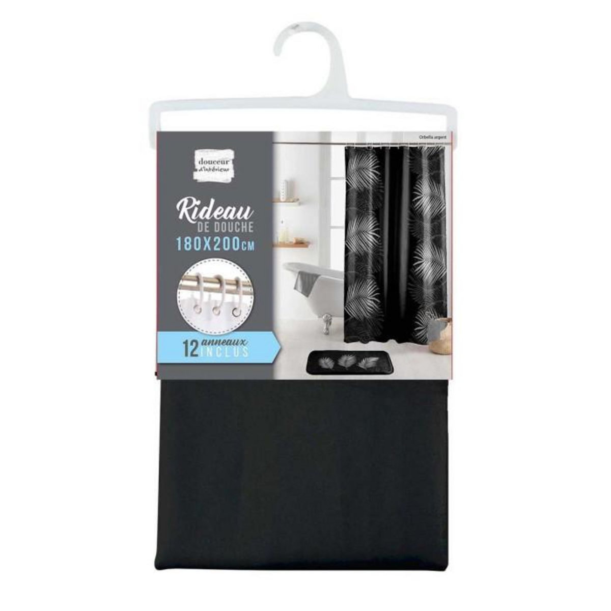 Paris Prix Rideau de Douche Imprimé  Orbella  180x200cm Noir & Argent