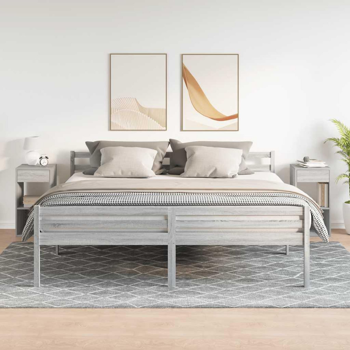 VIDAXL Tables de chevet avec tiroir 2 pcs sonoma gris 35x34x66,5 cm