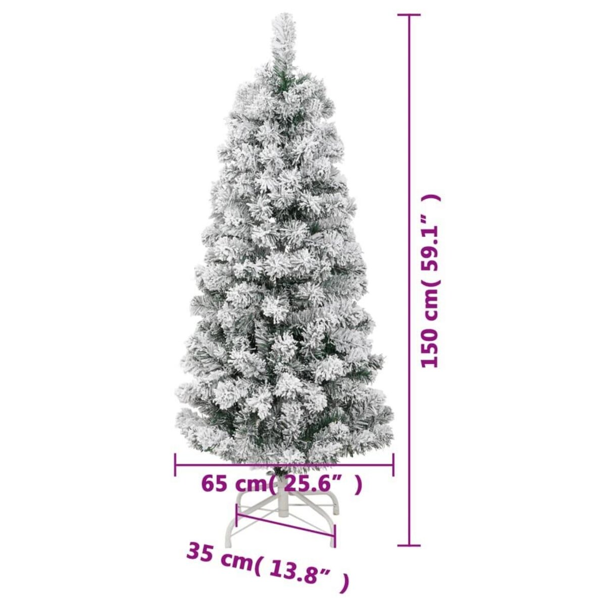 VIDAXL Sapin de Noël artificiel a charnieres avec neige floquee 150 cm